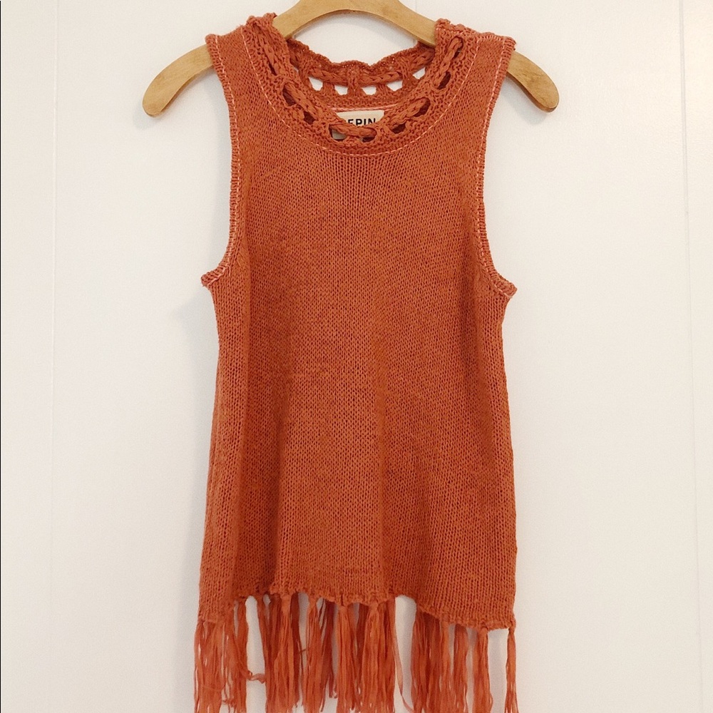 Anthro Pepin Fringed Sweater Tank